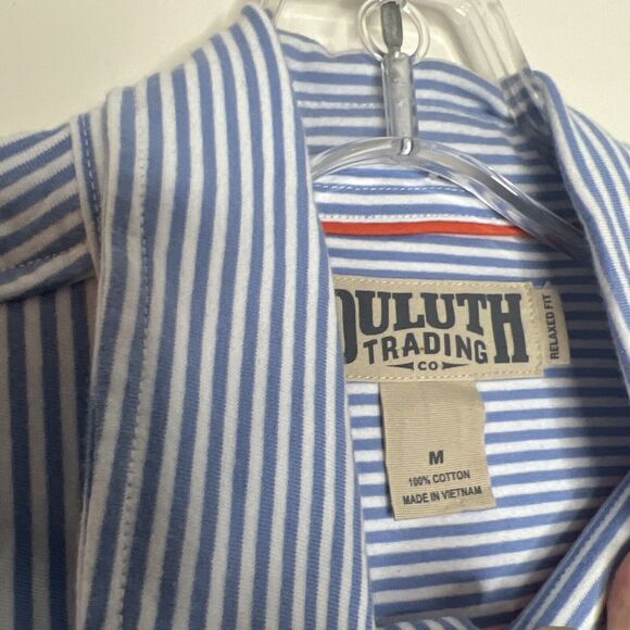 Duluth Trading Co Mens Button Down Shirt Medium Striped Long Sleeve Collar - Picture 7 of 11